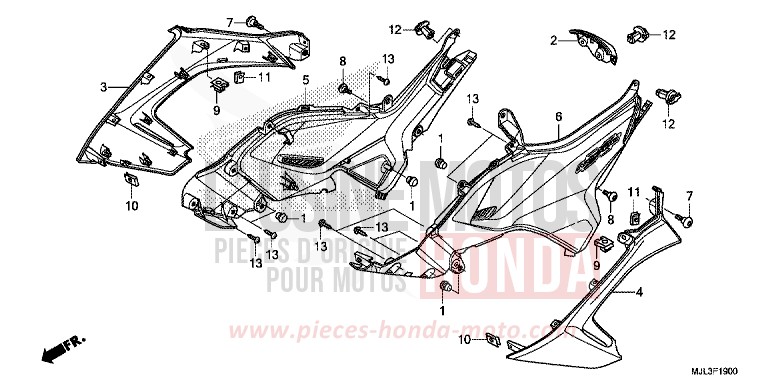SEITENABDECKUNG von NC750X "Meca" SWORD SILVER METALLIC (NHA95) von 2014
